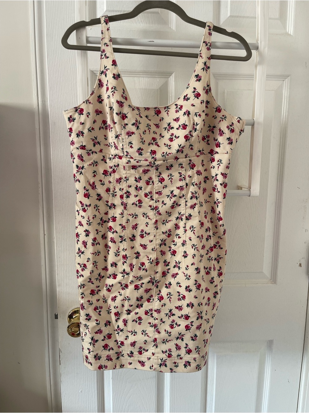 No Boundaries Cream Floral Corset Style Mini Dress Large